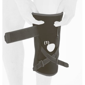 1) Наденьте ортез, разместив кольцо (1) в нужном положении