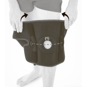 1)Расположите ортез на колене